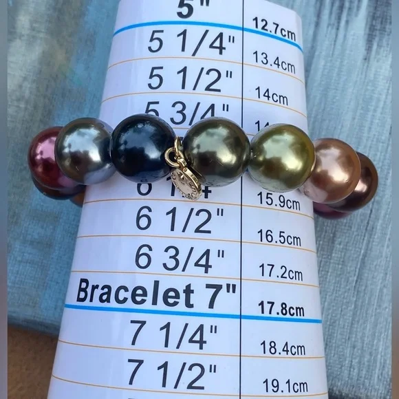 Charter Club Multicolor Faux Pearl Stretch Bracelet 14mm - Picture 5 of 6